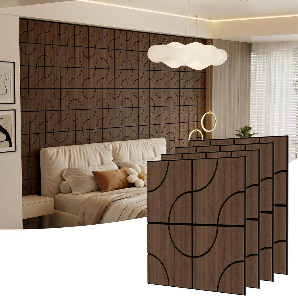 Walnut 0.7 In. X 1.97 Ft. X 1.97 Ft. Geometric Acoustic Decorative Wall Paneling