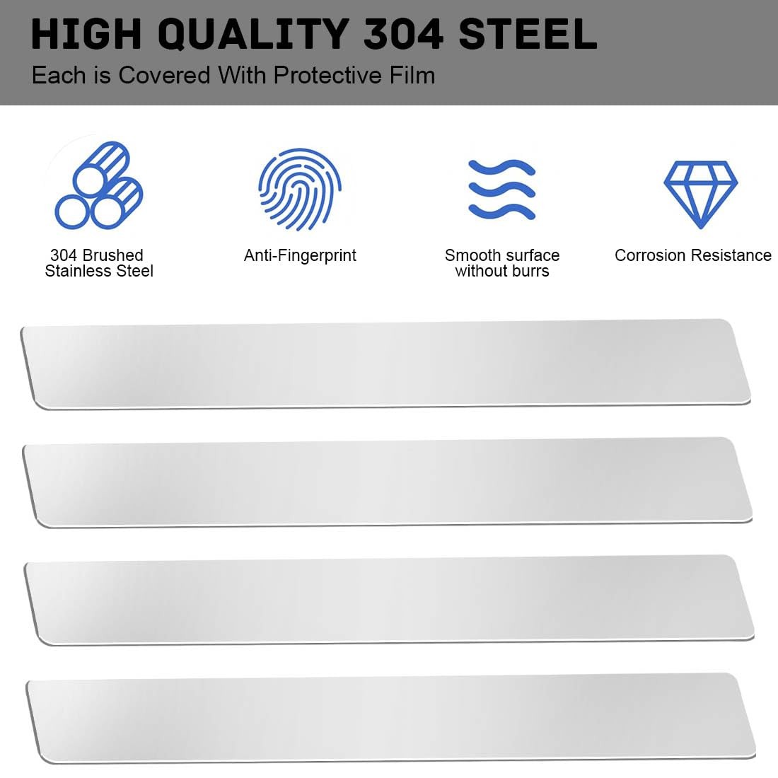 Metal Strips Stainless Steel Finishing Sheet Gap 12″x 1″x 0.02″, Silver