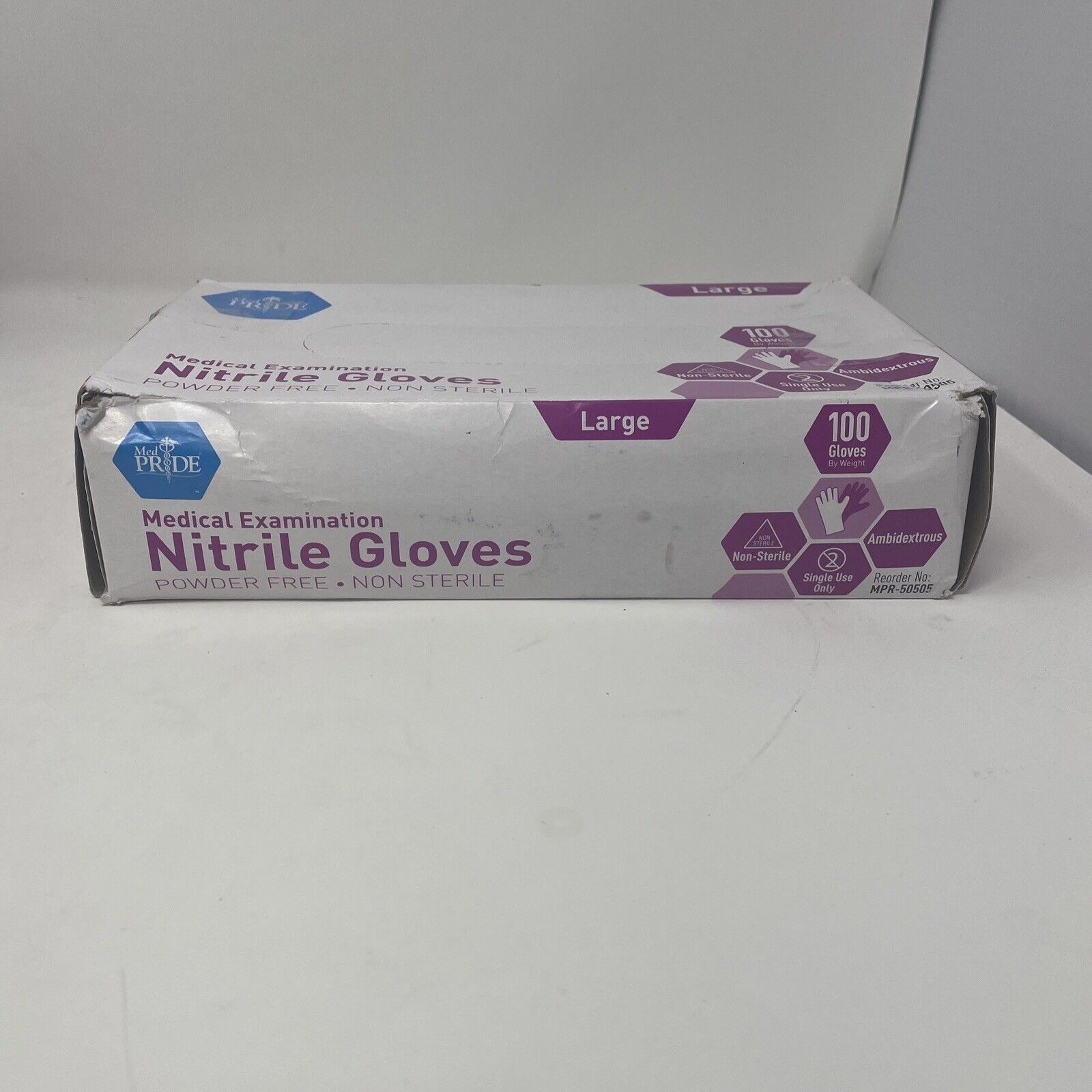 Medpride Medical Examination Nitrile Gloves-Large Box of 100 Gloves, Blue