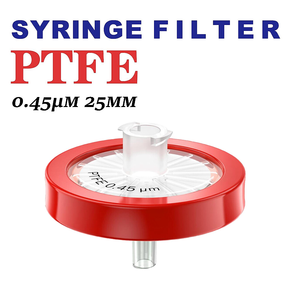 200pcs PTFE Syringe Filter 0.45μm,25mm–Hydrophobic,Non-Sterile–Solvent&Chemical