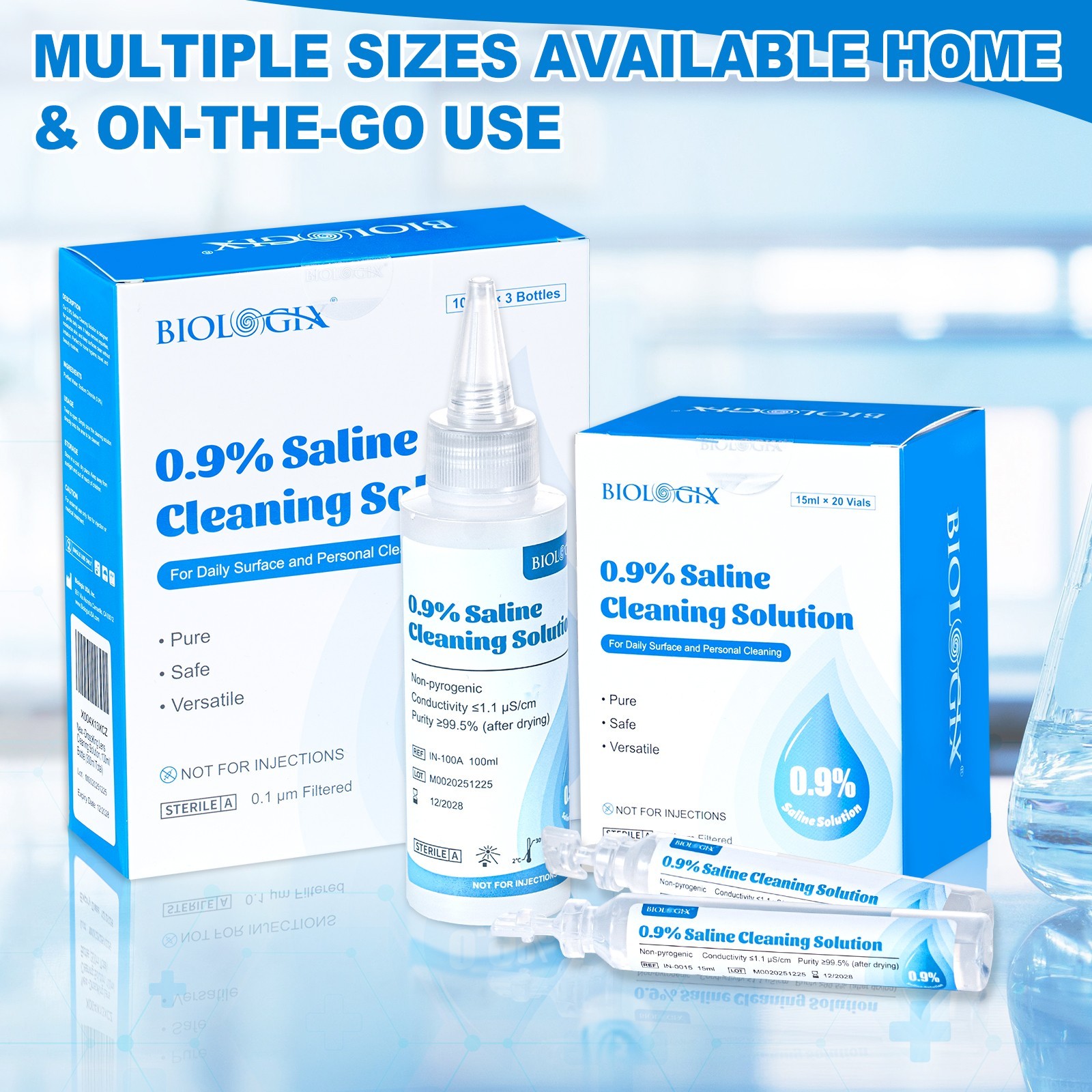 0.9% Saline Cleaning Solution, Normal Solution, 15ml Each, 20 per Box