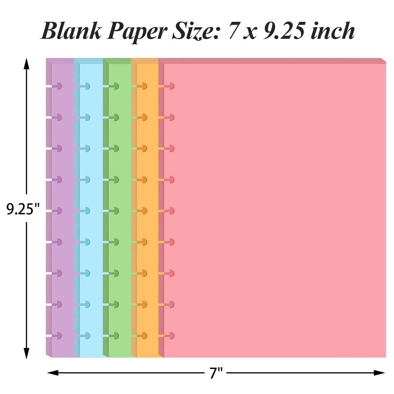 9-Disc Discbound 5 Colorful Blank Paper Pre-punched 100 Sheets,
