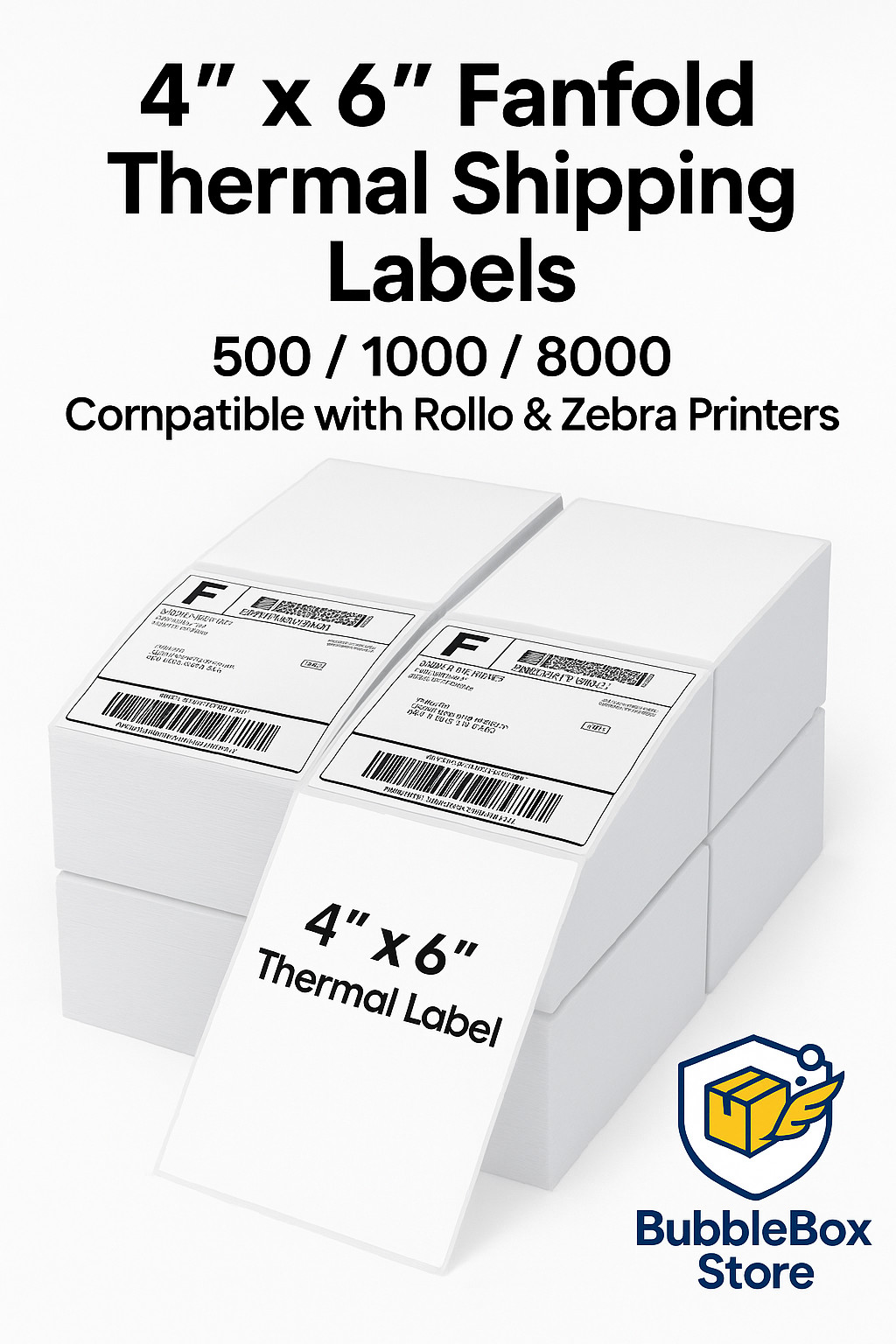 4″x6″ Fanfold Direct Thermal Labels Rollo Zebra Compatible 500 1000 4000 8000