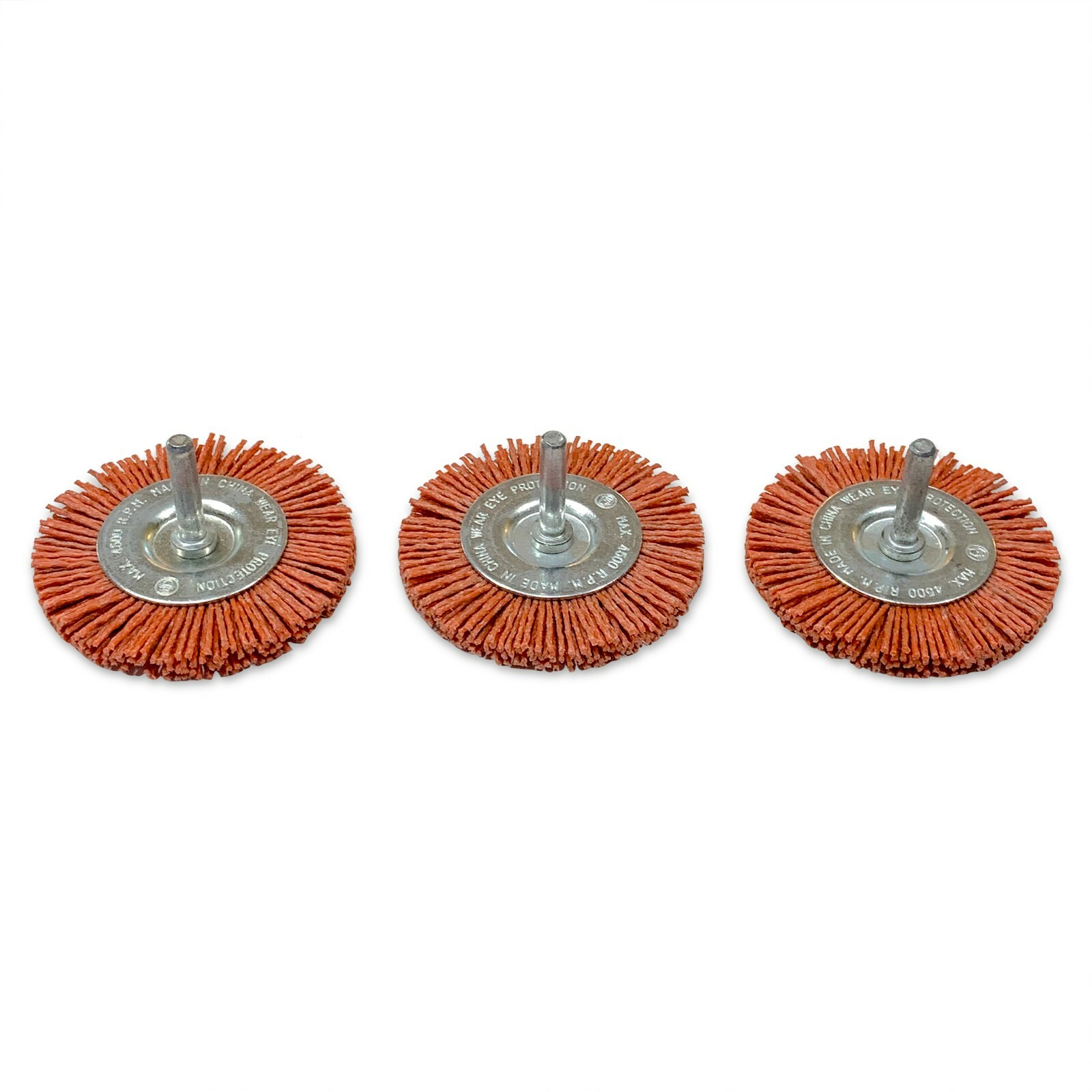 3″ Nylon Flat Brush 1/4″ Shank Extra Coarse 3 Pack Abrasive Drill Brush Wheel