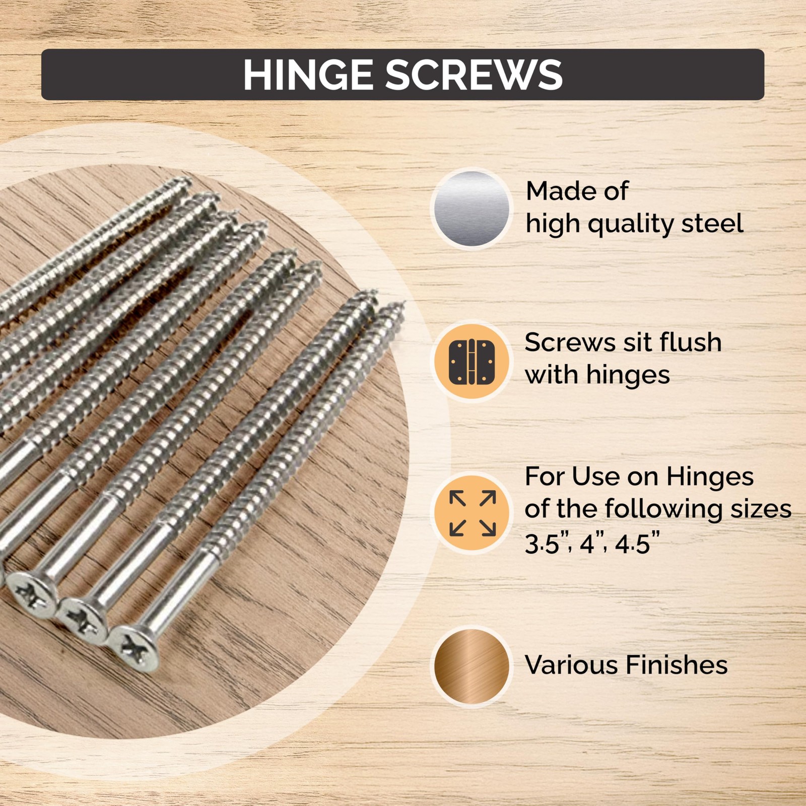 Wood Screws, Heavy-Duty Screws for Doors, Cabinets, Furniture & DIY Projects …
