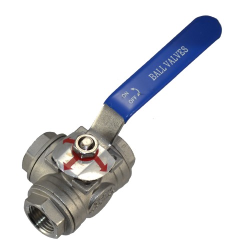 3-way NPT threaded Ball Valve Female Port T Type WOG1000 SS 304 for water oil