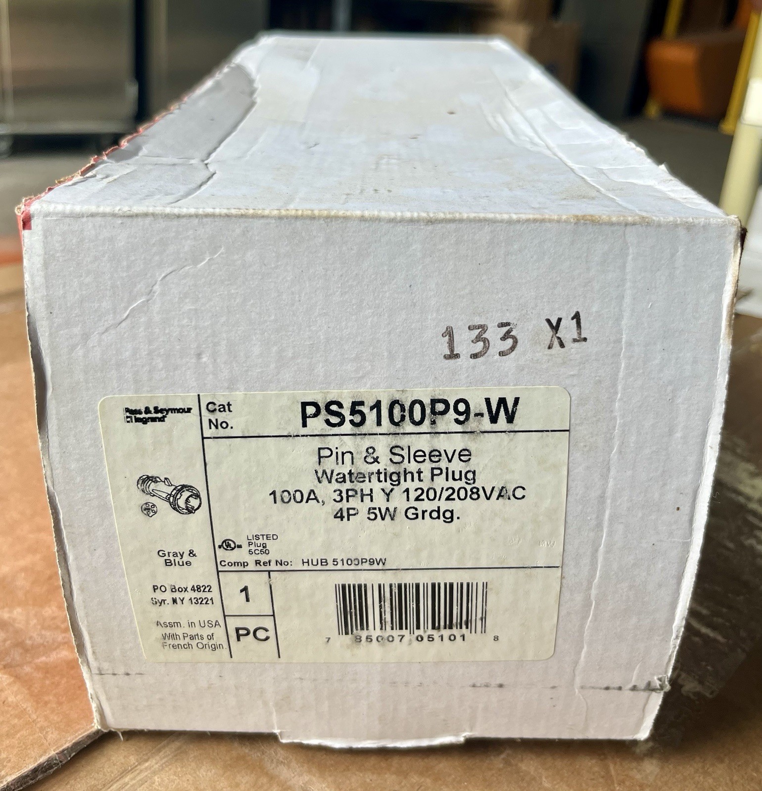 New Pass & Seymour Legrand PS5100P9-W 100A 3PH 120/208v 4P 5W Pin Sleeve Plug