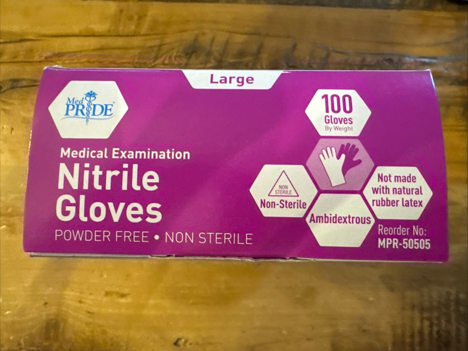 MedPride Powder-Free Nitrile Exam Gloves, Large, Large (Pack of 100)