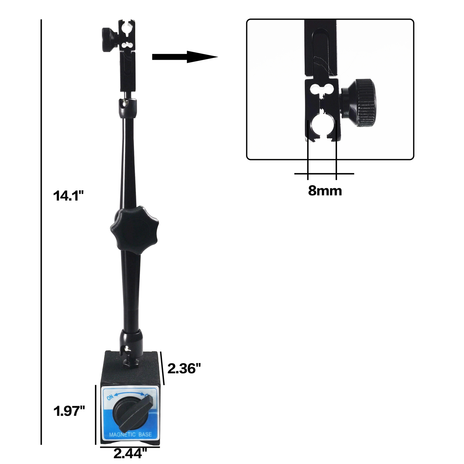 HFS(R) 176lbs/80kg Black Magnetic Base Stand for Digital Dial Indicator Gauge