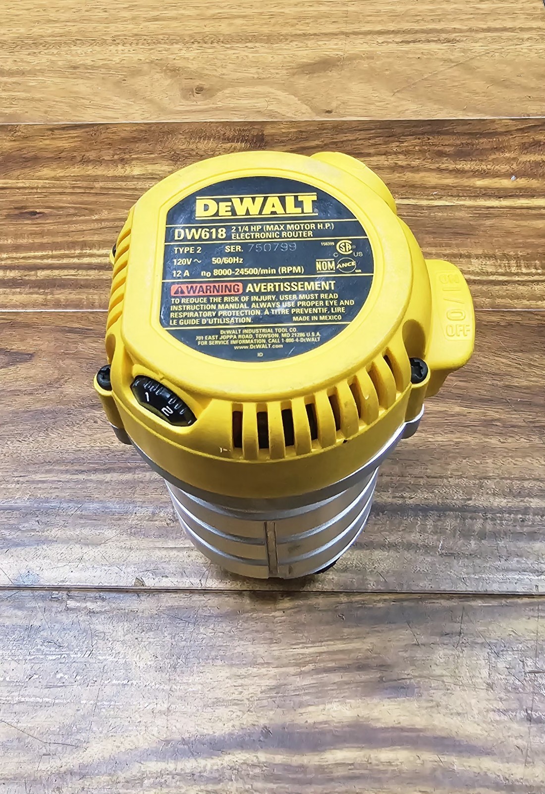 Dewalt DW618 1/2″ 2.25 HP Variable Speed Fixed Corded Router (POWER HEAD ONLY)