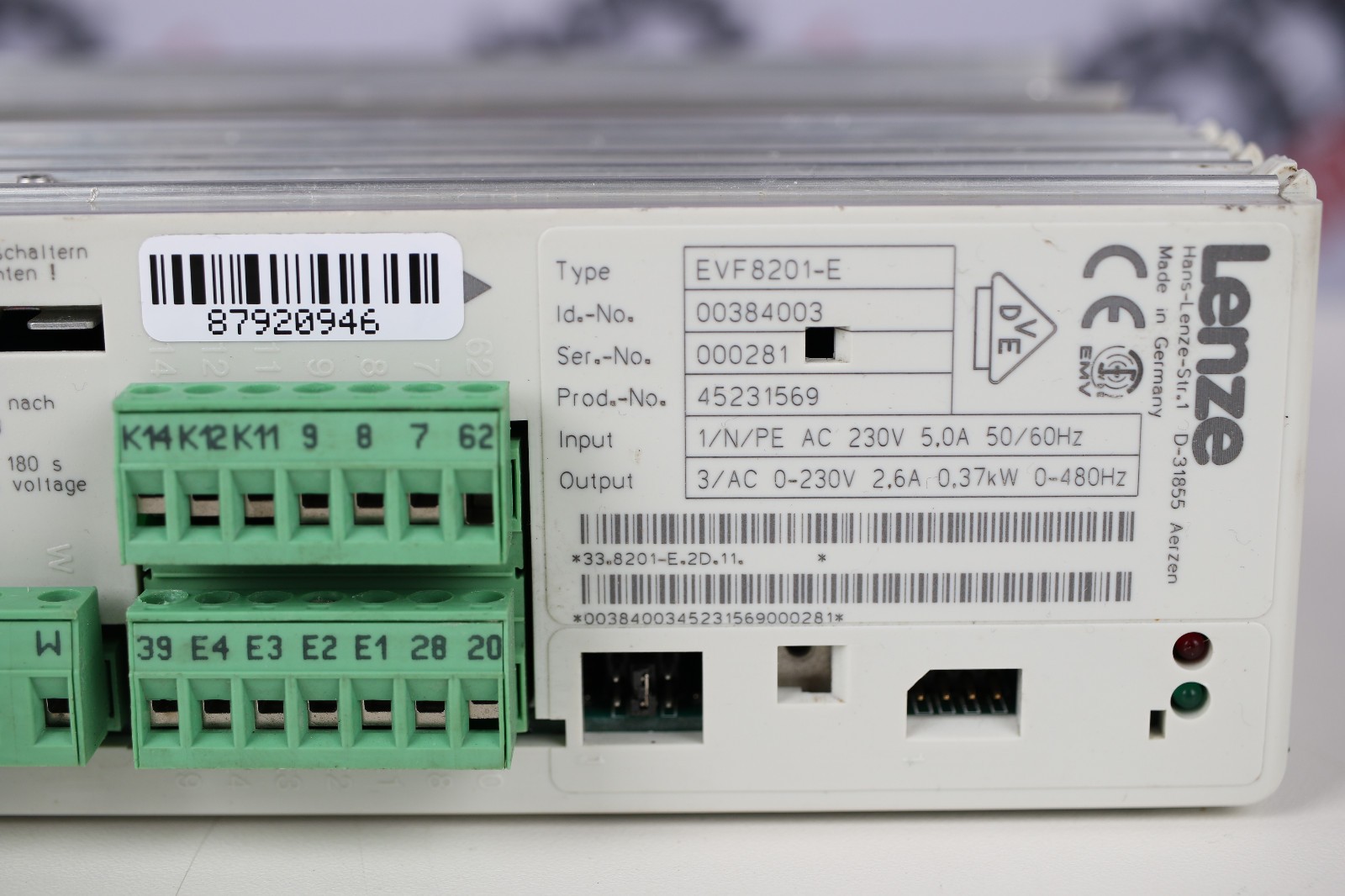 LENZE EVF8201-E (INVERTER) – 6 months warranty