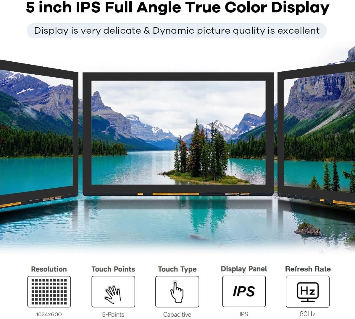 High-Definition 5-Inch HDMI Touchscreen with IPS Display for Gaming & DIY