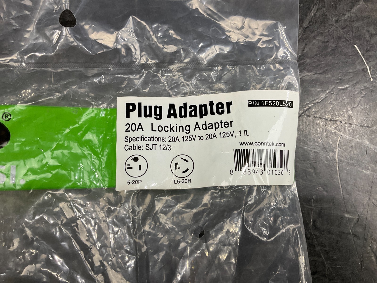 Conntek 20A Locking Adapter 20A 125V to 20A 125V, 1 FT 1F520L520