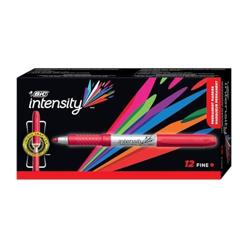 BIC Intensity Red Permanent Markers, Fine Point, 12-Count Office Product