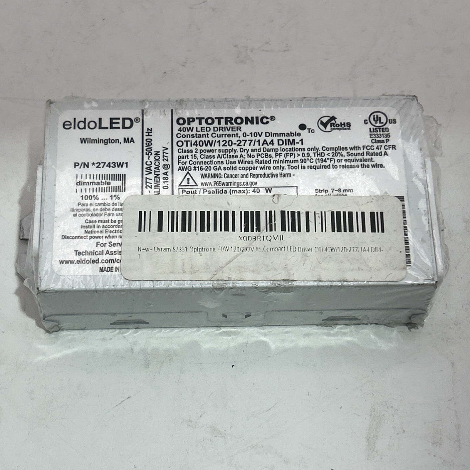 Osram 57351 Optotronic 40W 120/277V AC 50/60Hz Constant Current Dimmable Driver