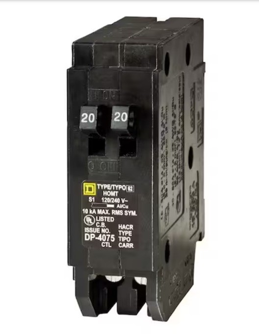 Square D (DP-4075 ) Homeline 2-20 Amp Single-Pole Tandem Circuit Breaker