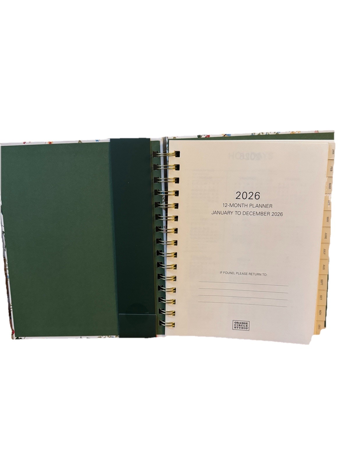 2026 Monthly Planner 17 mo. Planner Orange Circle Studio FLOWERS MARKET 8×7”