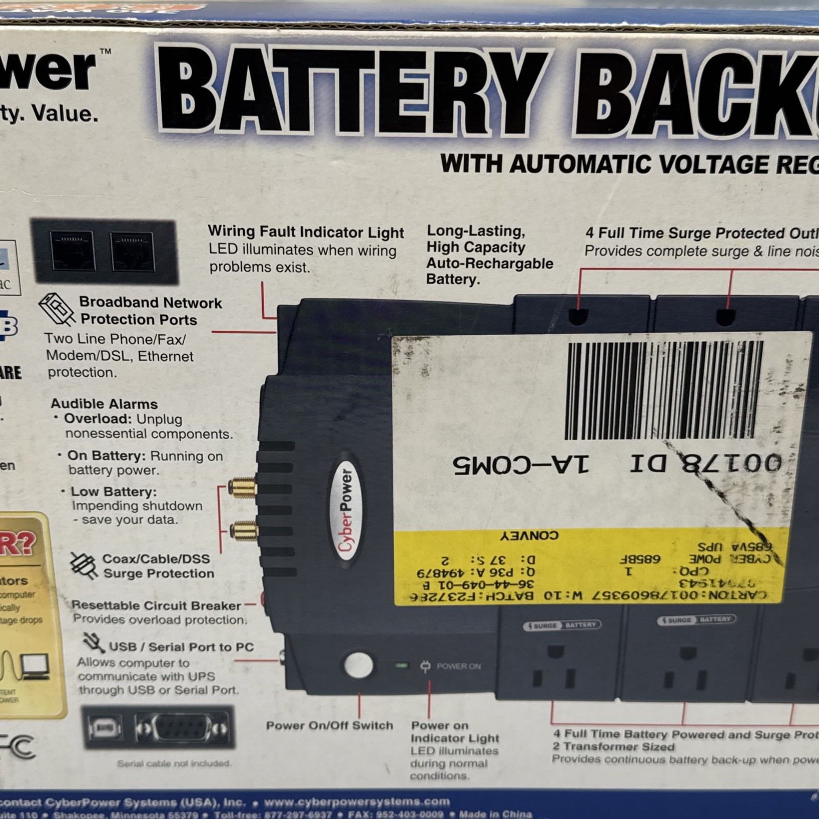 CyberPower CP685AVR Line-interactive 685VA Compact Uninterruptible Power Supply