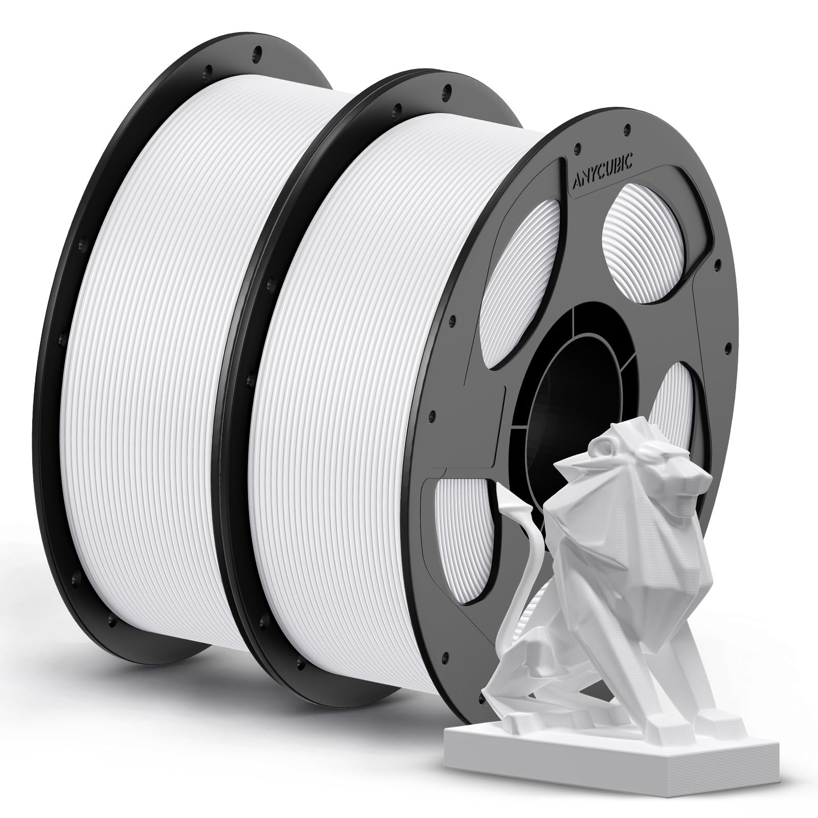 ANYCUBIC PETG Filament 1.75mm, 1.75 millimeters, 2*1kg Petg (White & White)