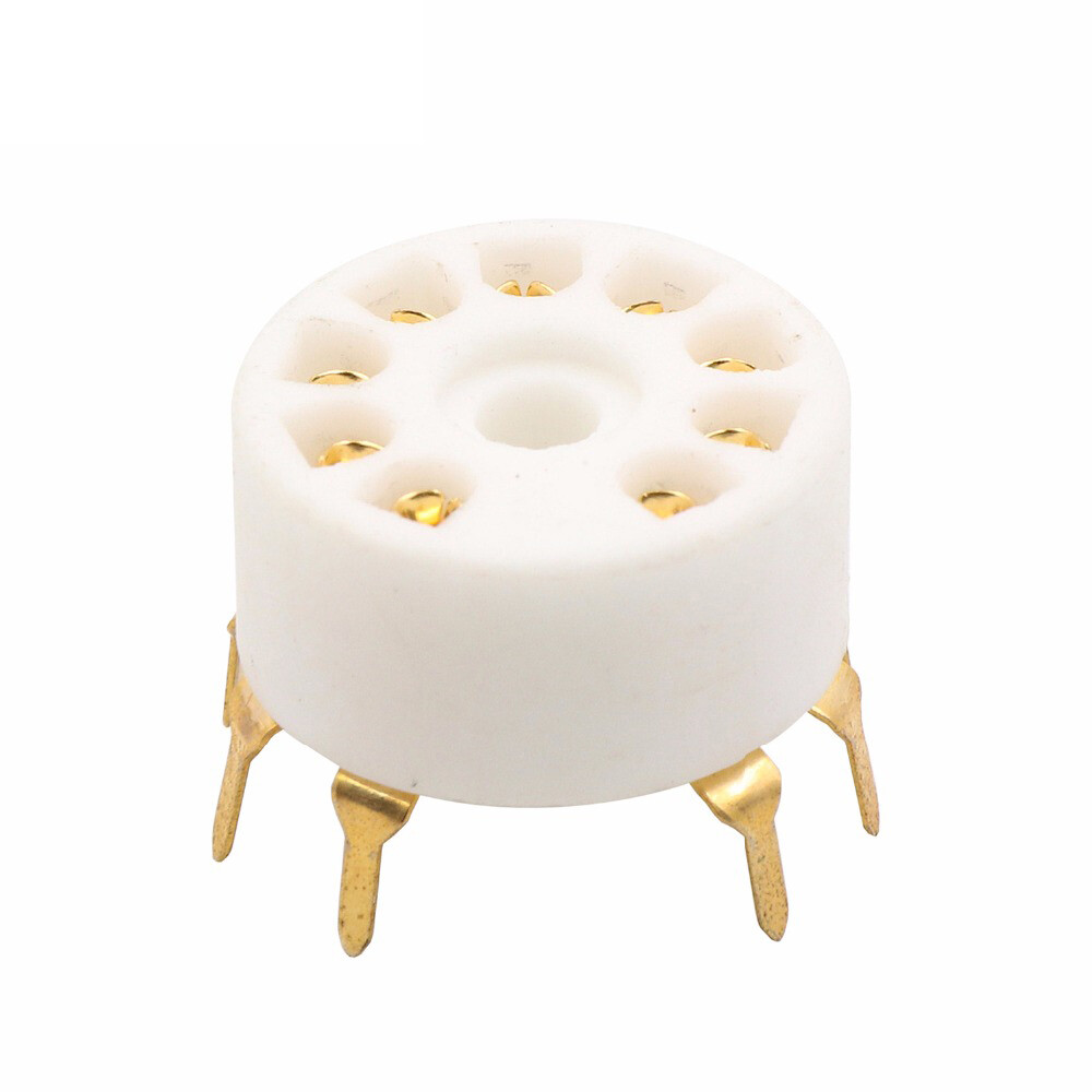 16Pcs 9 Pin Ceramic Tube Socket for 12AX7 EL84 5670 6922 12AU7 Audio PCB Mount