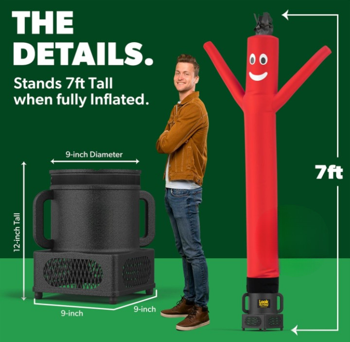 Muñeco inflable bailarín 7ft con soplador para publicidad exterior rojo, Nuevo