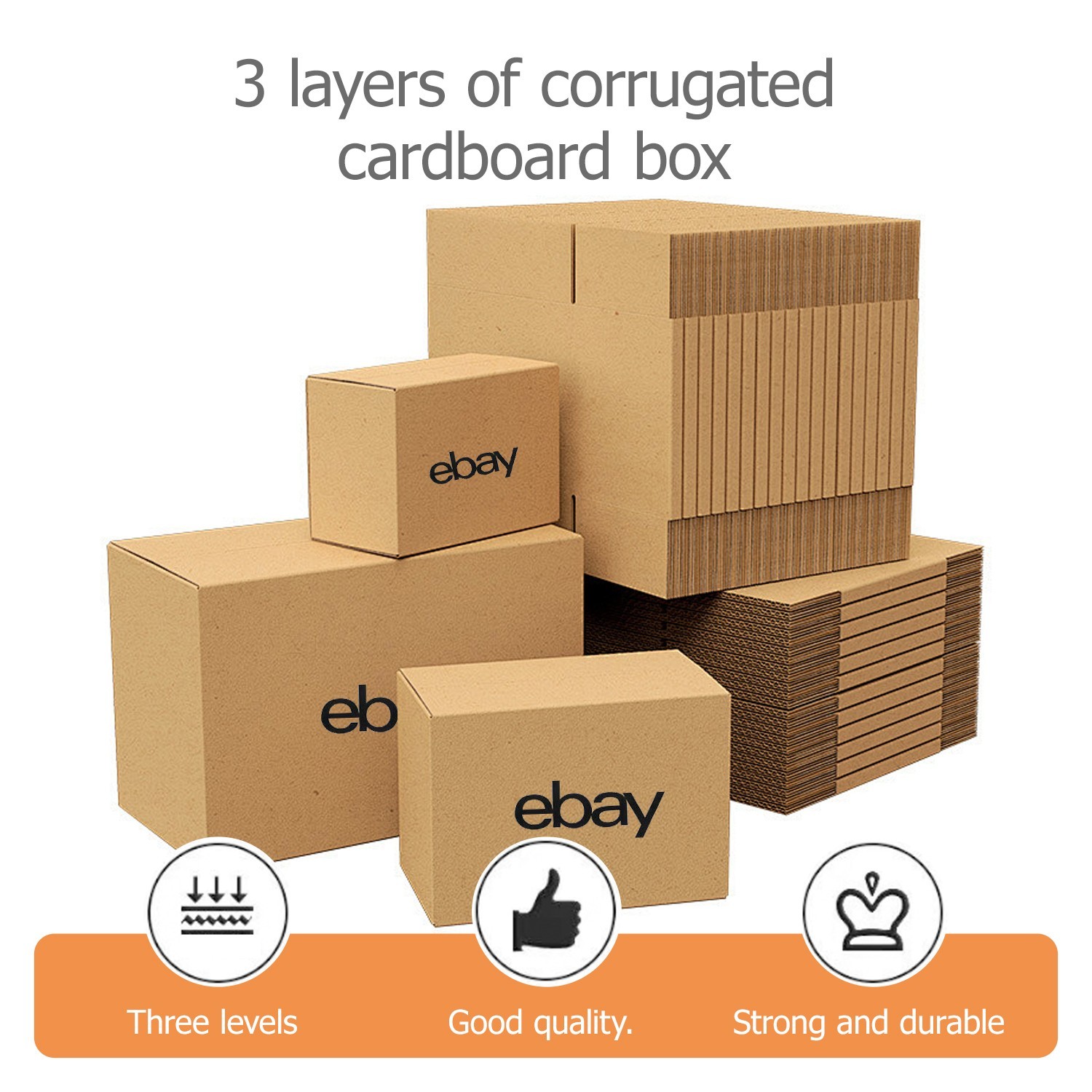 25pcs pack 10″ x 8″ x 6″ Shipping Packing corrugated cardboard boxes color logo