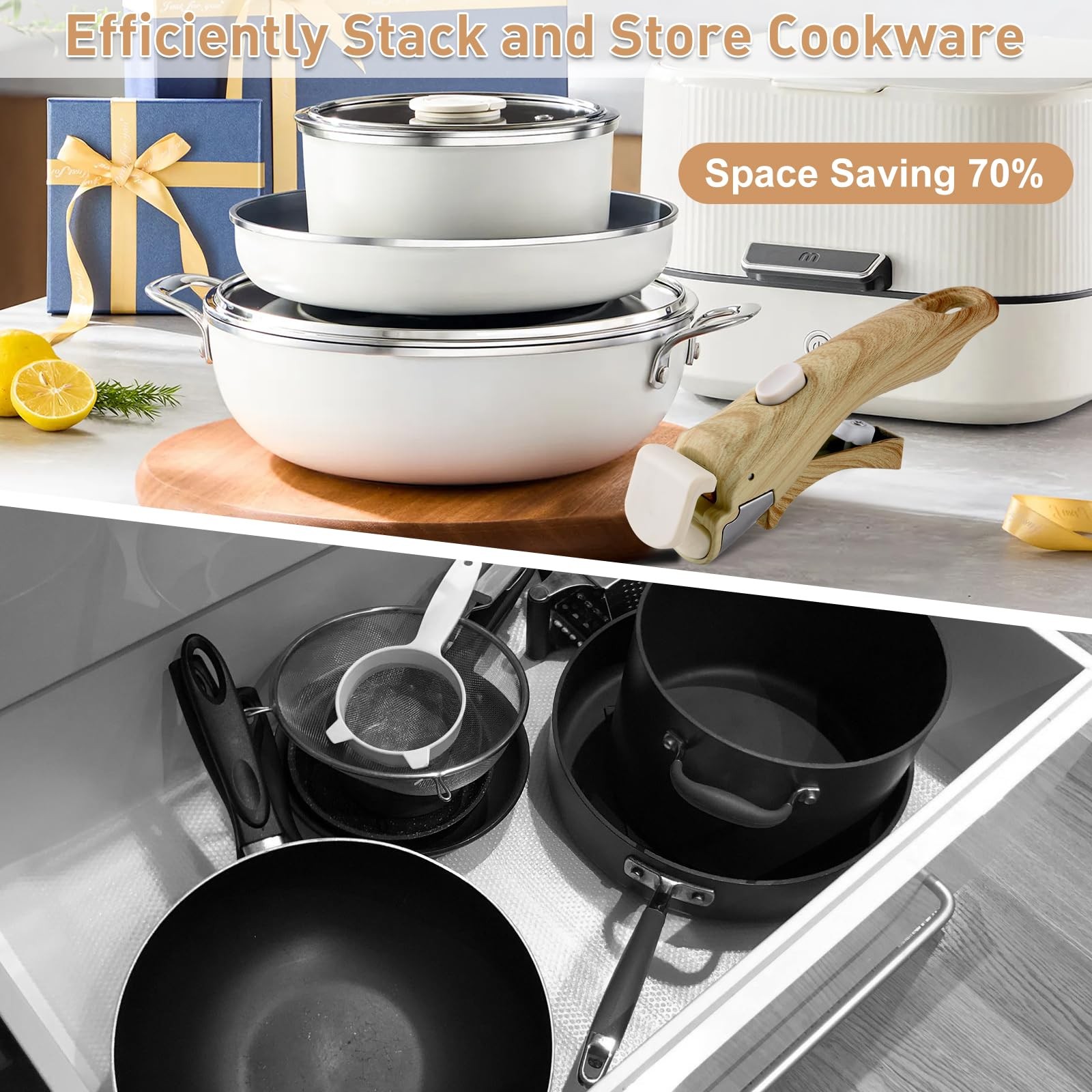 2 Pack Removable Handles for Pots and Pans – Universal Detachable Pan Handle