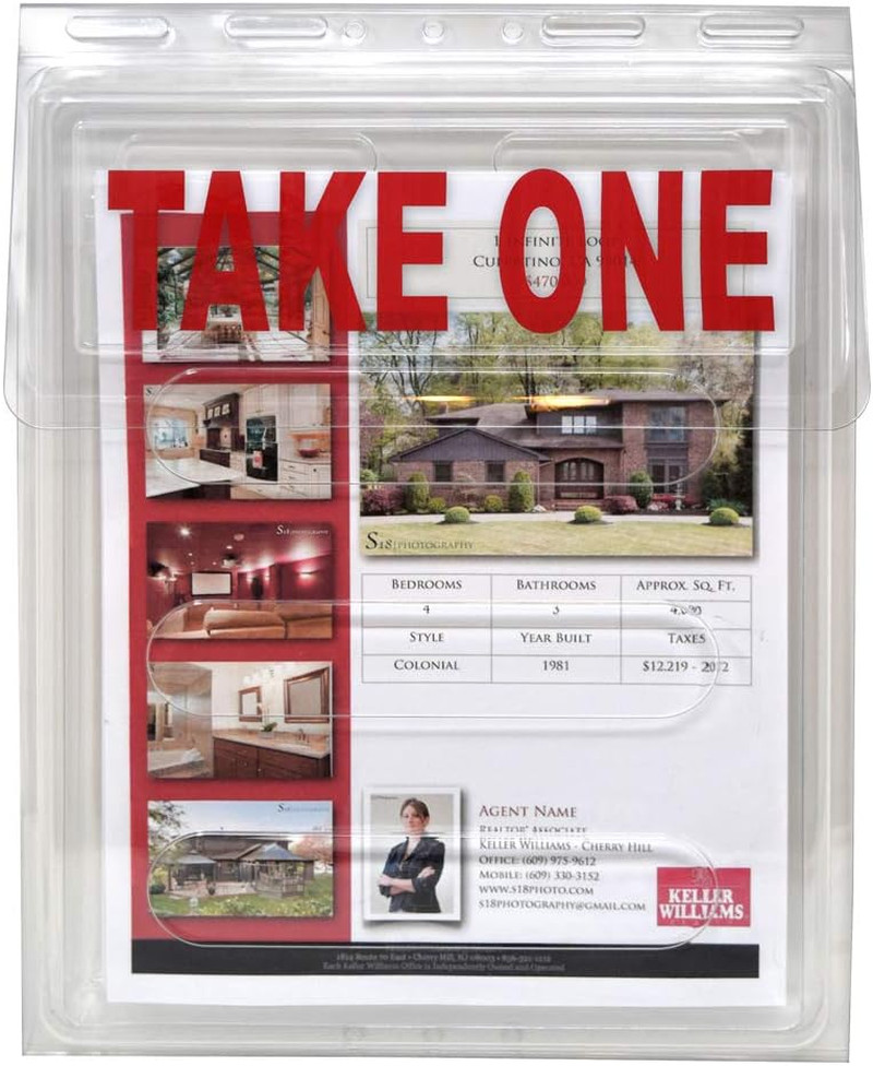 Outdoor Real Estate Brochure Box – Easy to Use Take One Document Holder Can H…