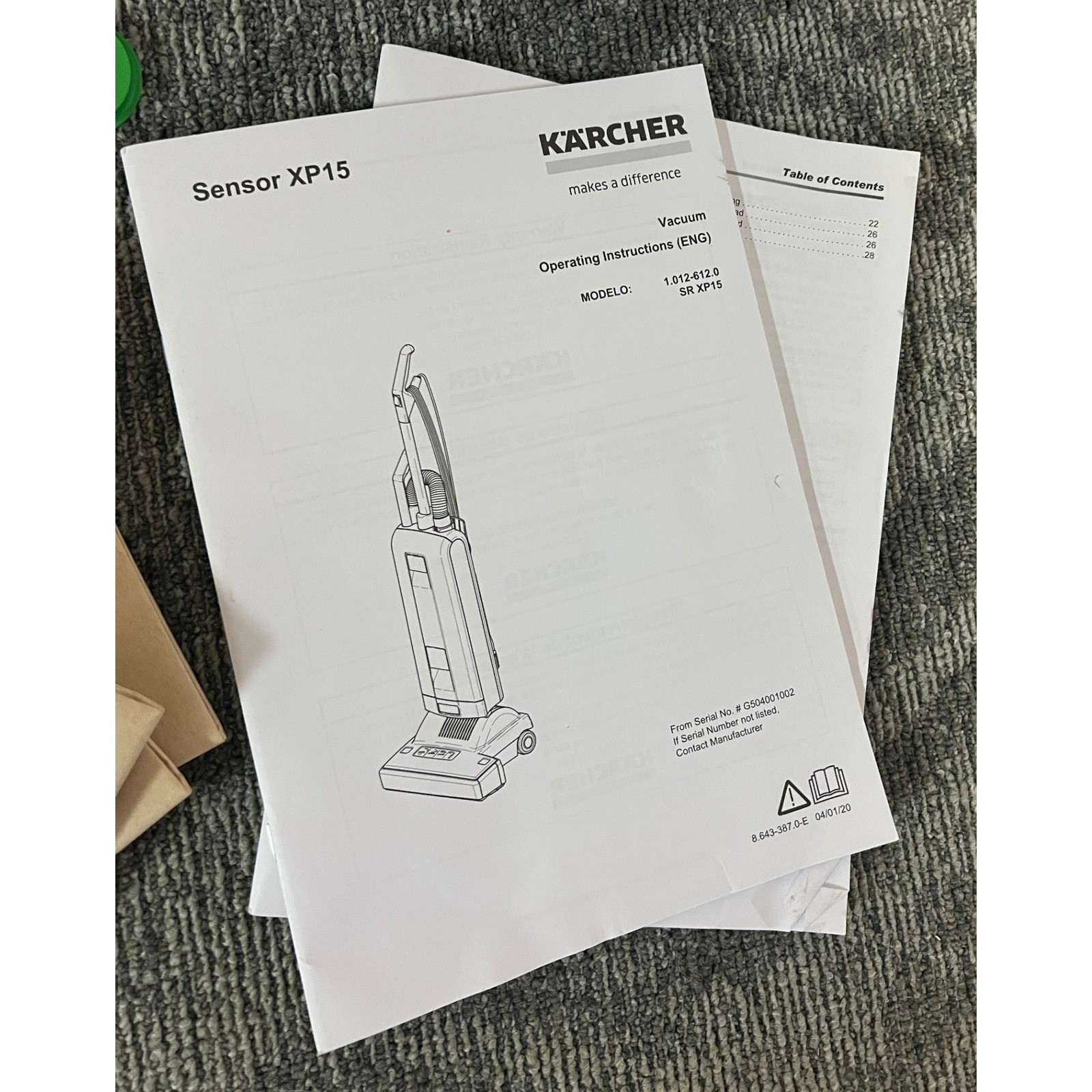 Windsor Karcher Sensor XP 15 Commercial Upright Vacuum with Manual and Bags