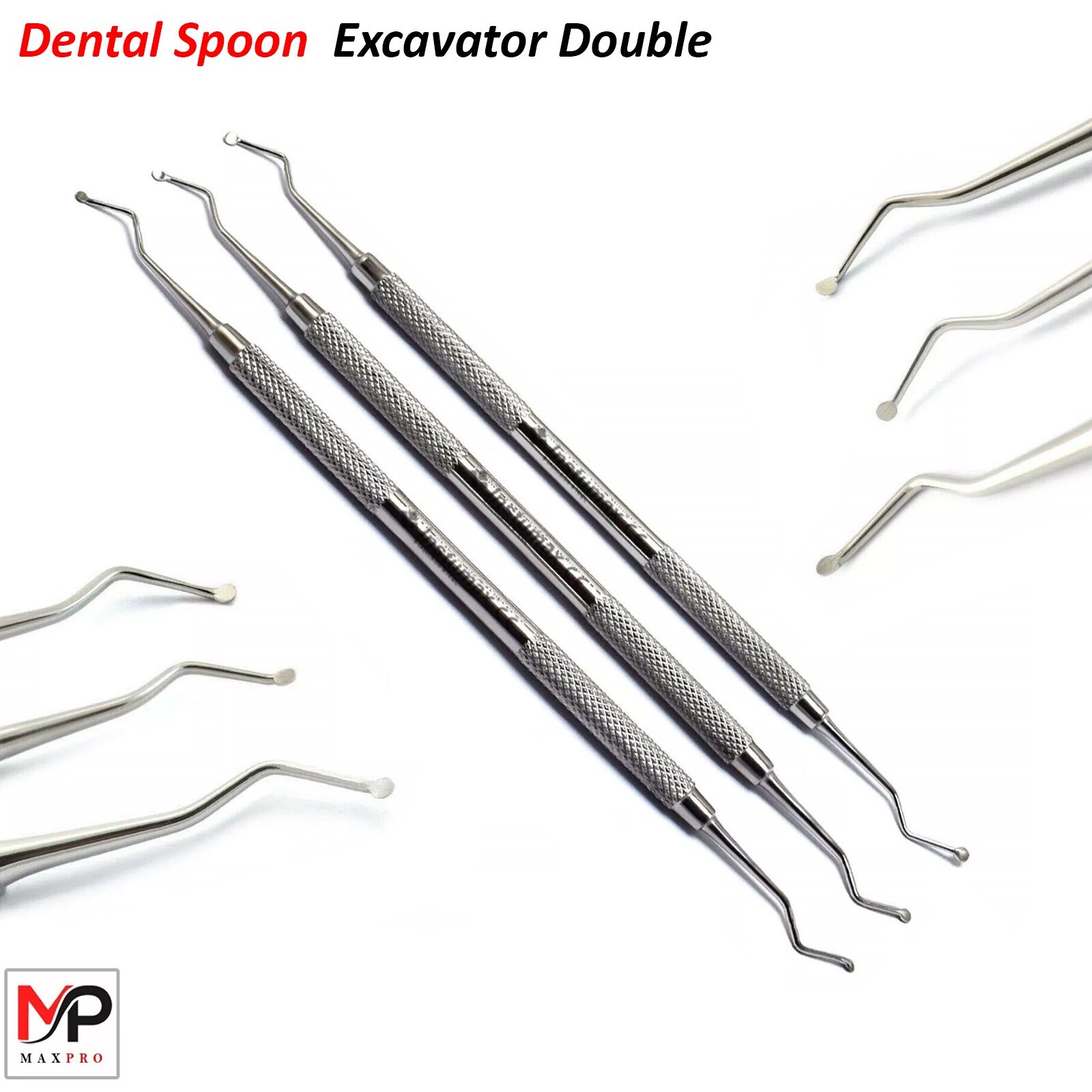Dental Composite Restorative Spoon Excavator Double Ended Instruments Set of 3