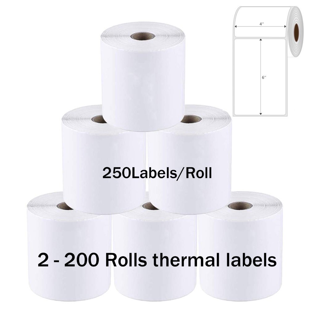 4×6 Direct Thermal Shipping Labels 250 Per Roll for Zebra Eltron 2844 ZP450 UPS