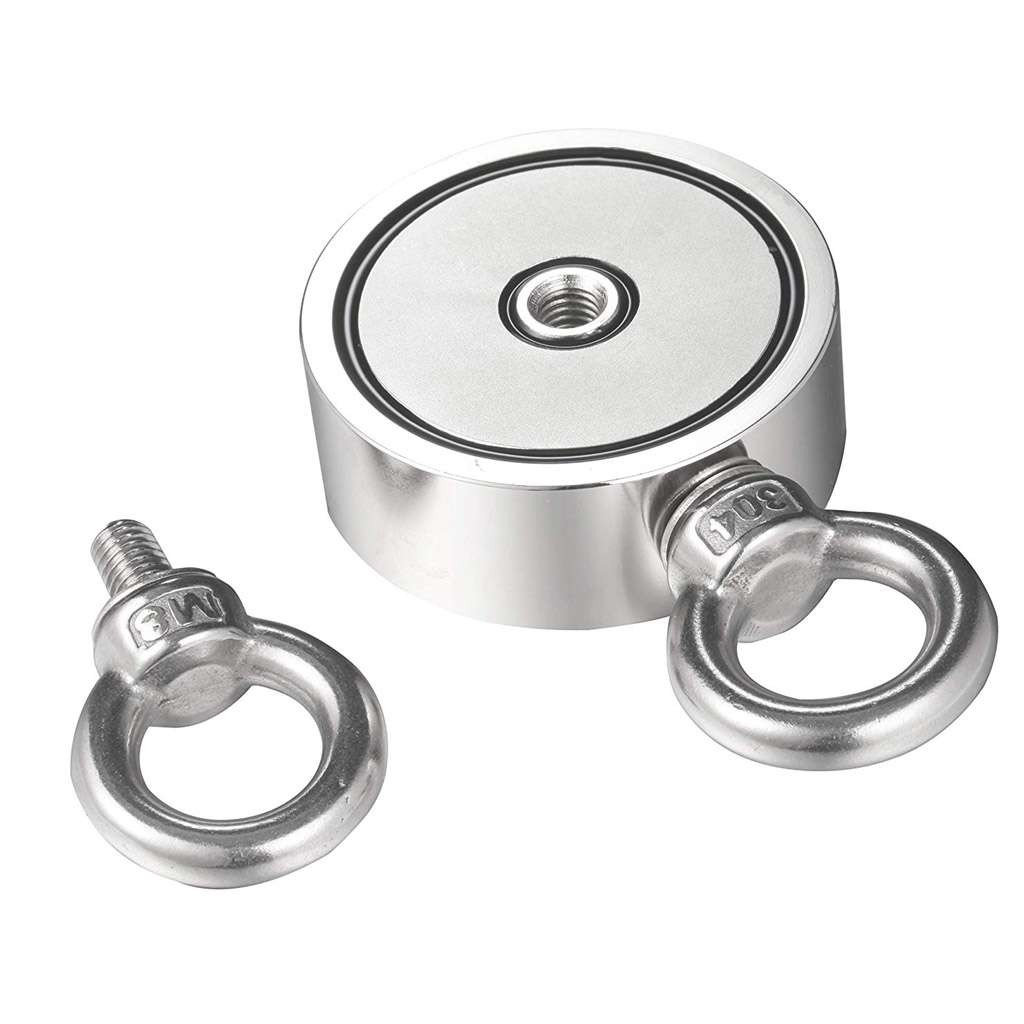 Dual Sided Neodymium Fishing Magnet Retrieval Magnet Stainless Steel Eye Bolts