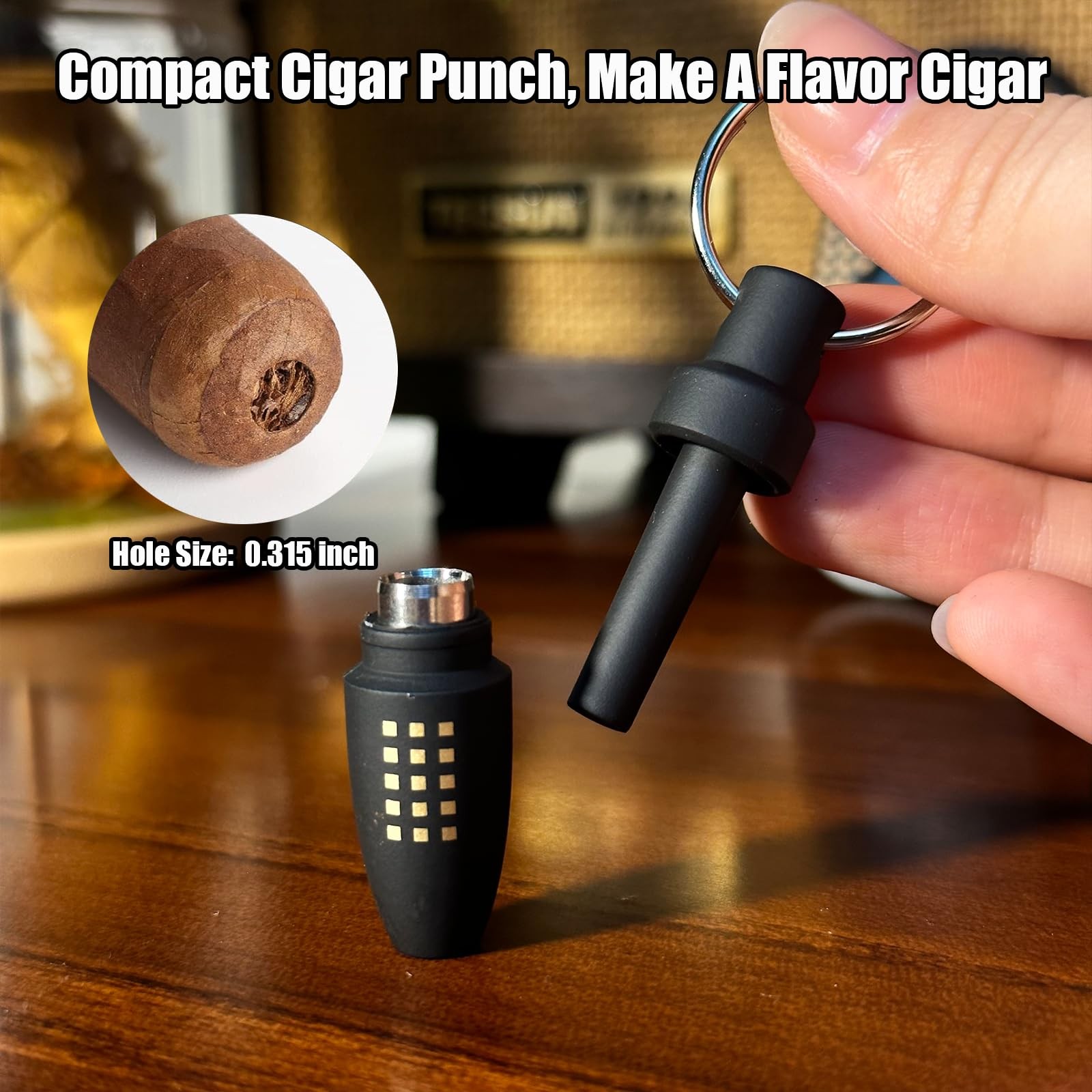 Cigar Cutter Set, with Straight Cutter, Up to 60 Ring Gauge, Black