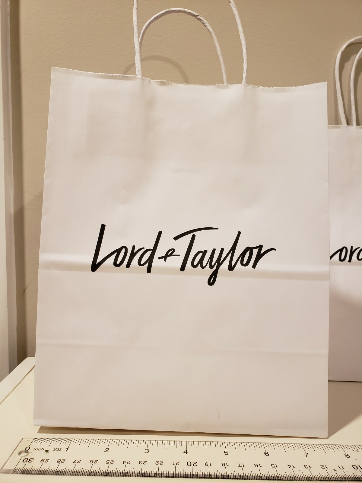 3x Lord & Taylor Paper Bag 8 x 10 x 4 inches white shopping bag NEW