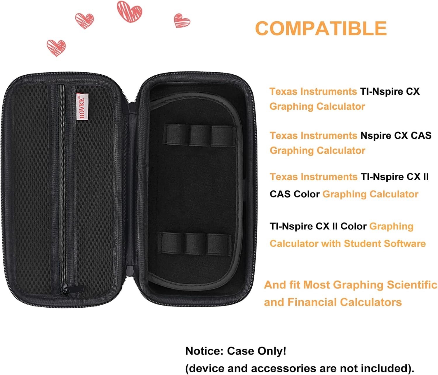 BOVKE Calculator Black Case for Texas Instruments Graphic Calculators CASE ONLY