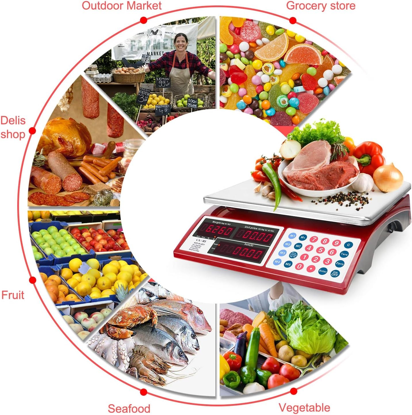Price Computing Scale Commercial Food Scale 66lb / 30kg Fruit Meat Produce Dual