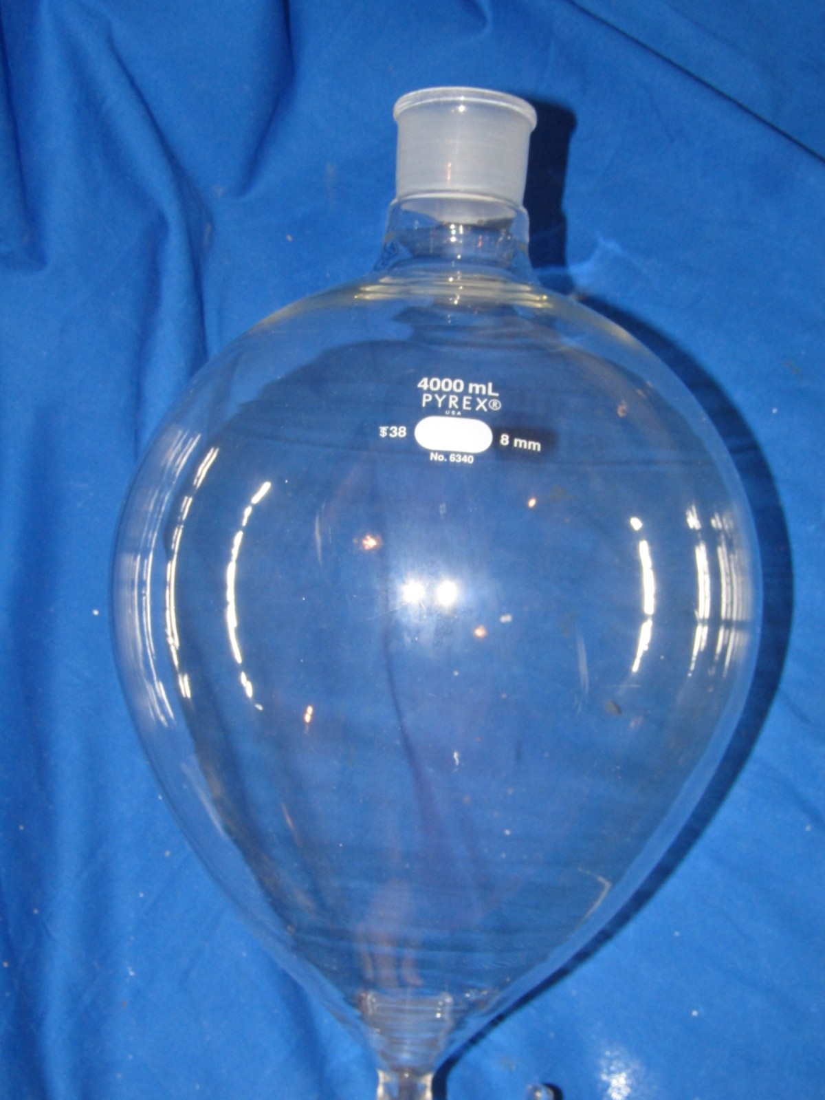 Pyrex 4000mL Separatory Funnel #38 Stopper Neck #6340