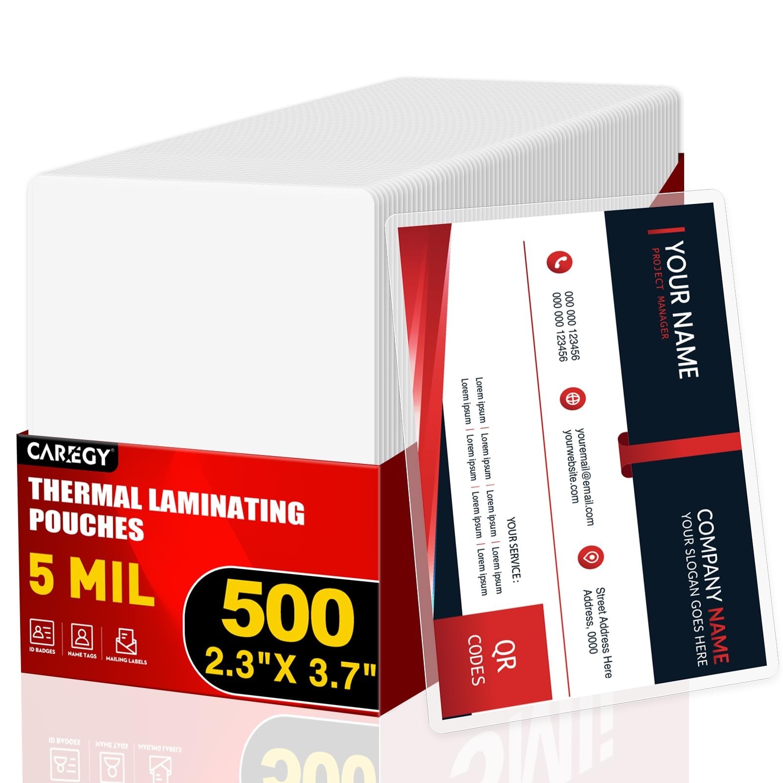 500 Count Thermal Laminating Pouches 5Mil for Business Cards, Clear Lamination 2