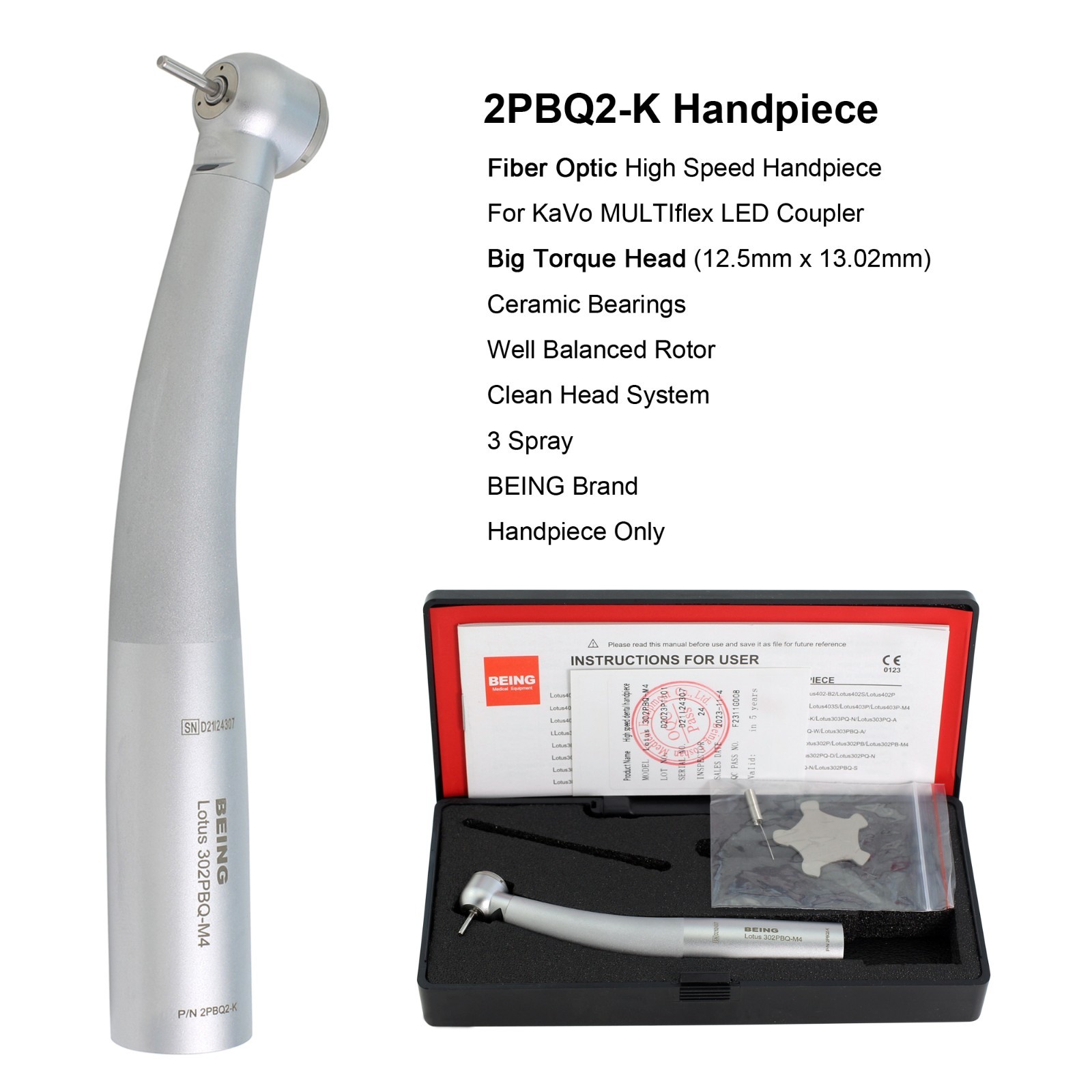BEING Dental Fiber Optic Turbine High Speed Handpiece For KaVo MULTIflex Coupler