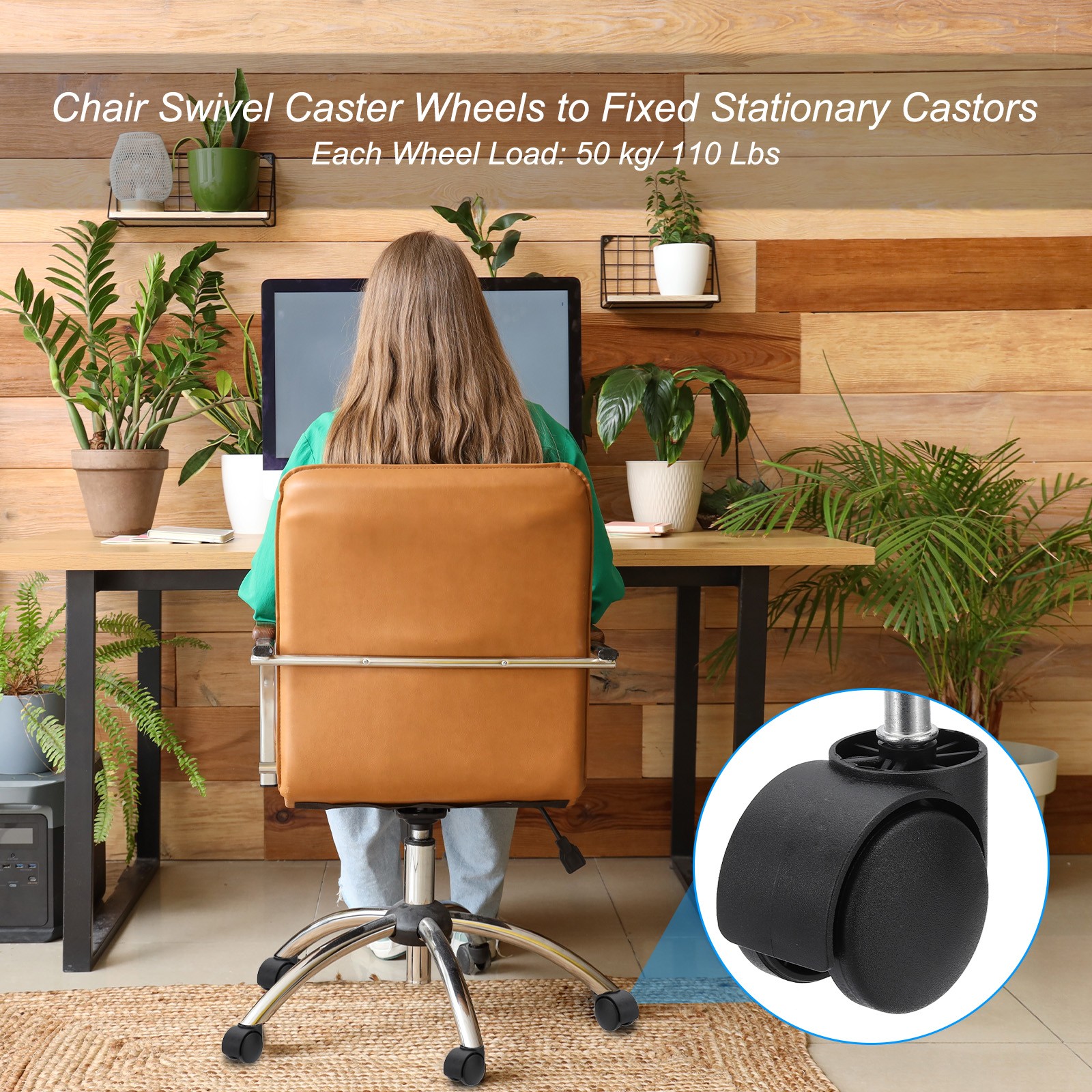 5Pcs 2 Inch Office Gaming Chair Wheel Replacement Smooth Quite Caster Black
