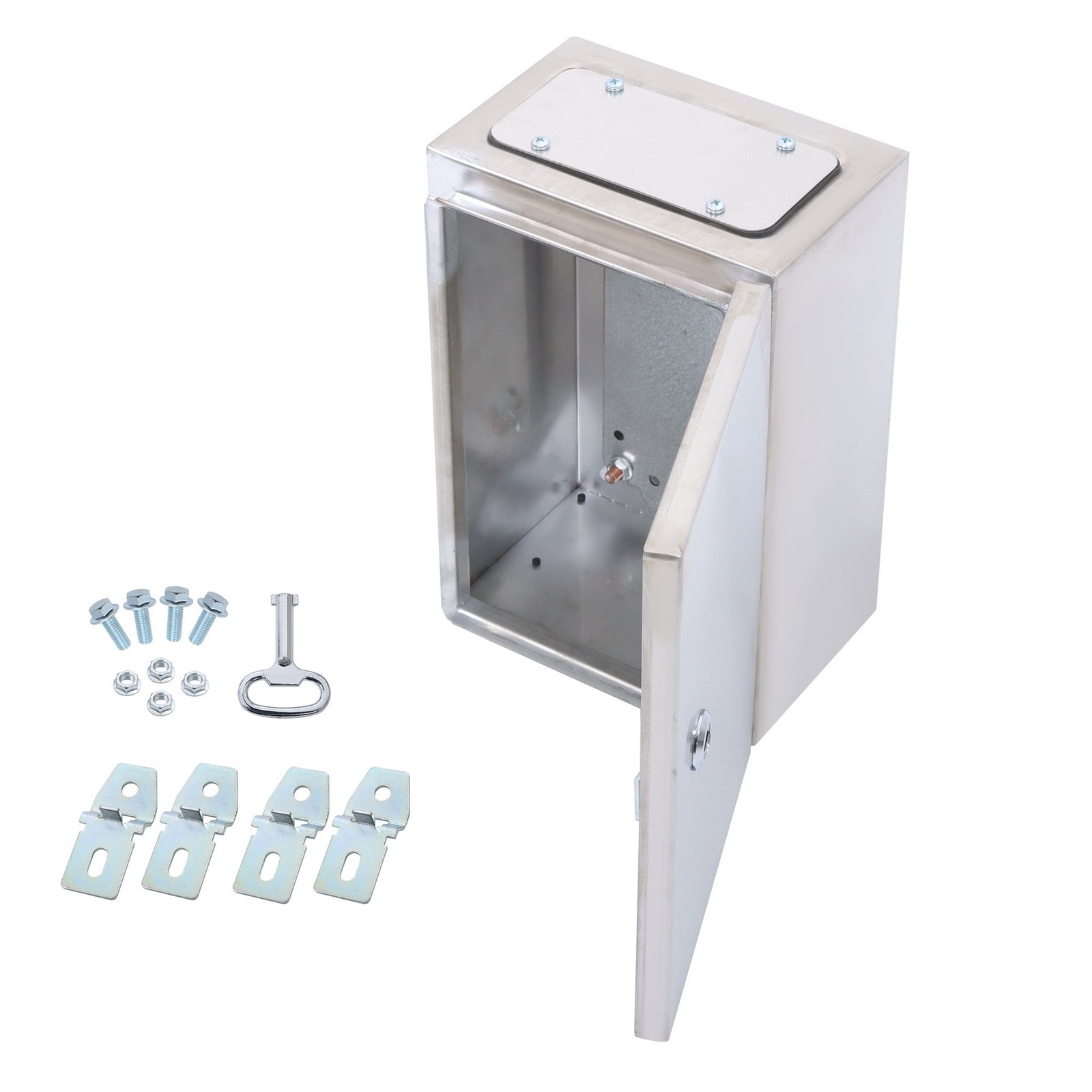 12x8x6″ Stainless Steel Electrical Enclosure NEMA 4X Junction Box Wall-Mounted