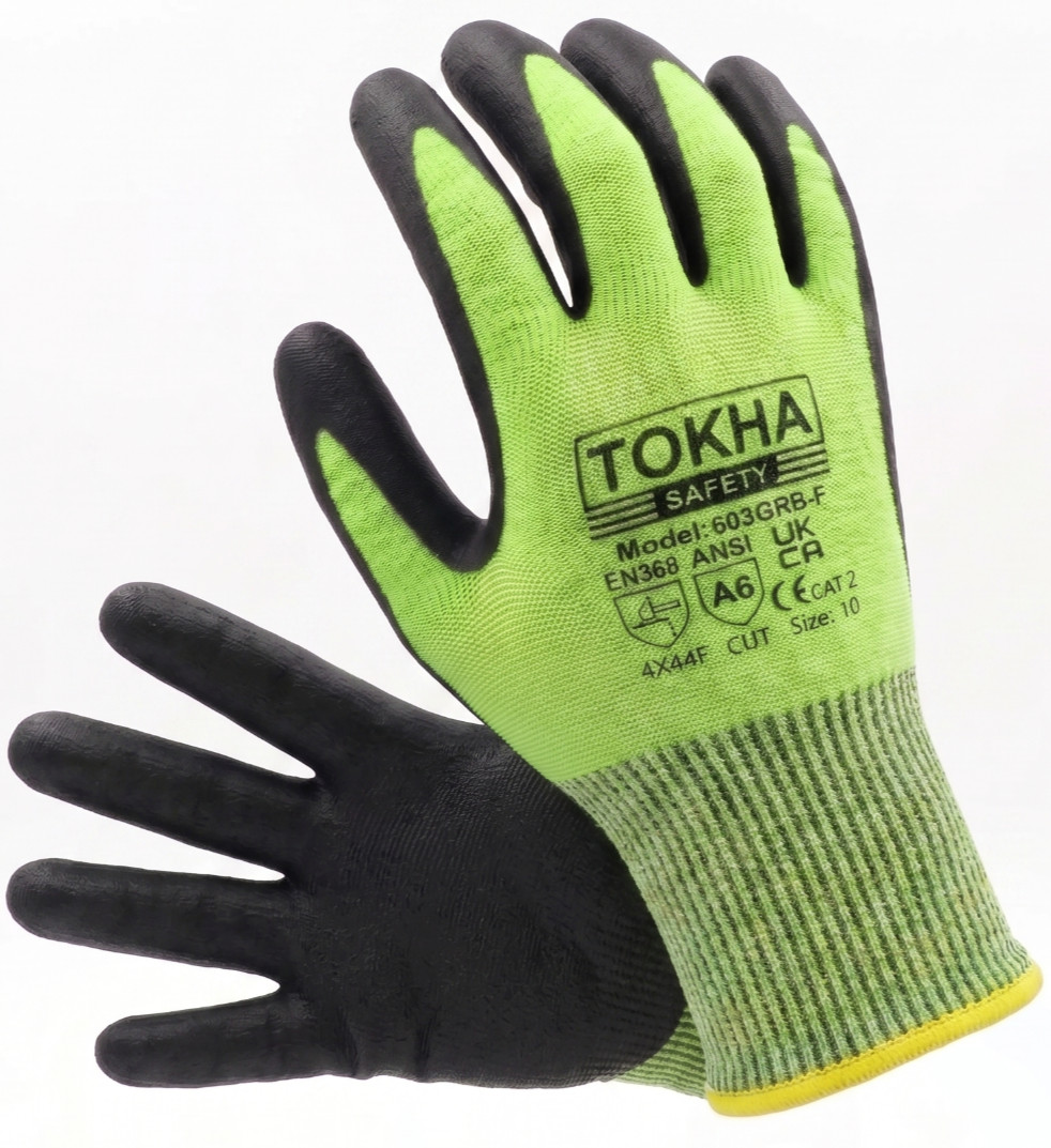 Anti Cut Level 5 Cut Proof Safety Work Gloves PU Grip For Gardening Builders