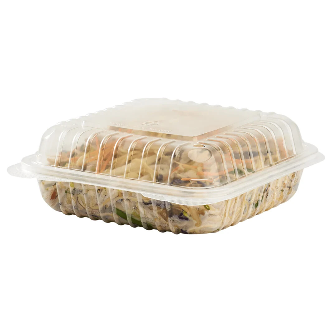Karat 8” x 8′ PP Plastic Hinged Container, 1 compartment – 250 ct, FP-HC88PP-1C