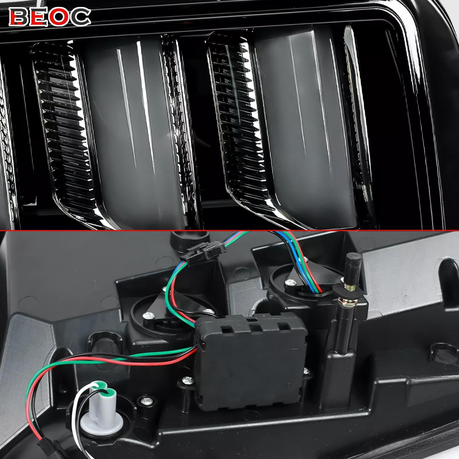 Sequential Tail Lights for 2005-2009 Mustang Black Smoked LED Tube Left Right