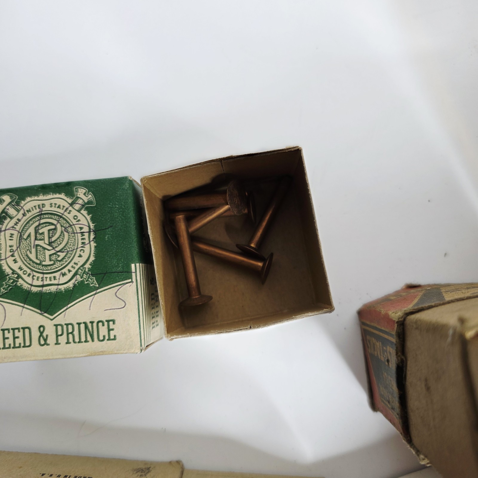 8 Pounds Vintage Copper Steel Belt Fasteners Tubular Rivets Burrs Boxes Lot Bulk