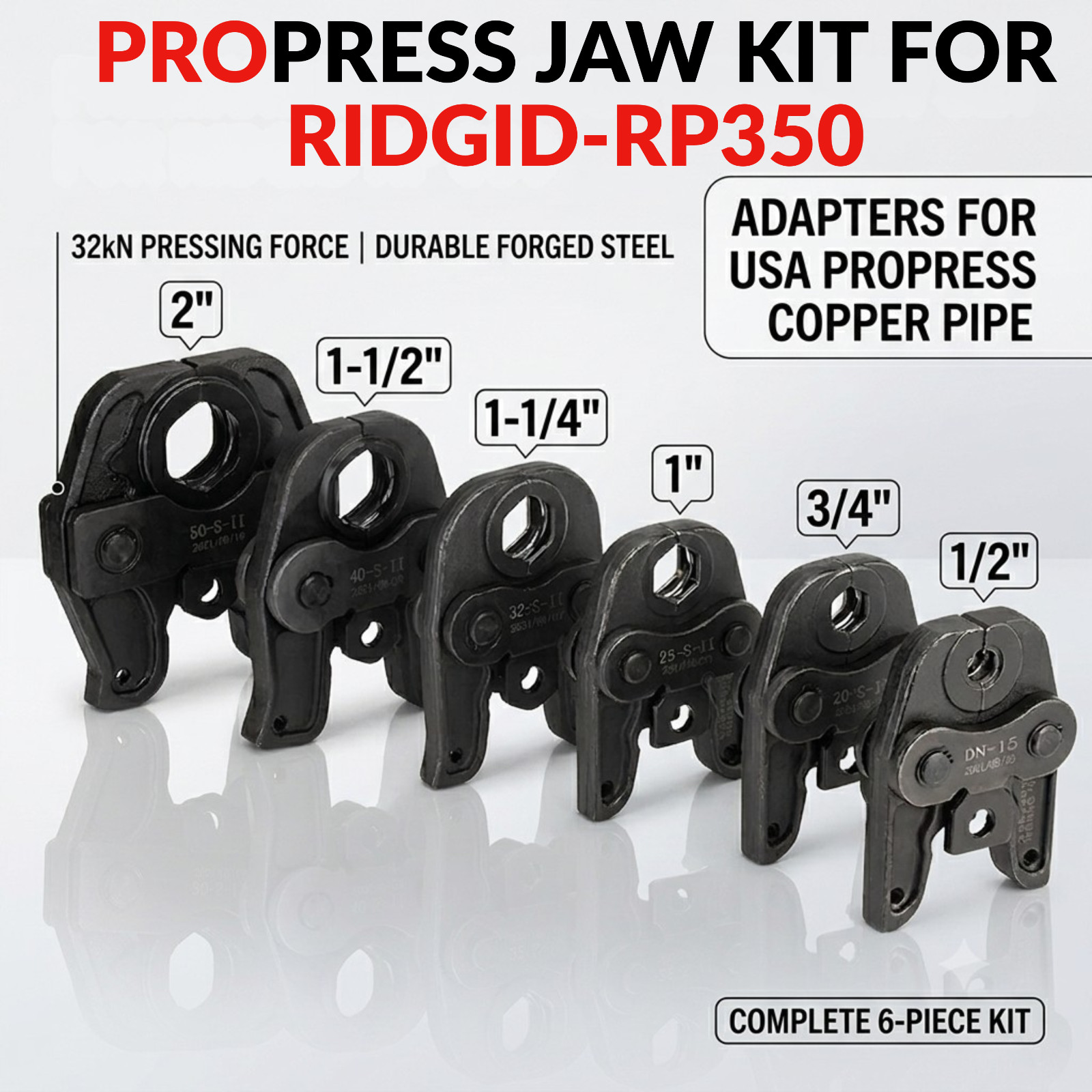 1/2-2” standard jaws for PROPRESS copper tubing, suitable for DeWalt DCE200