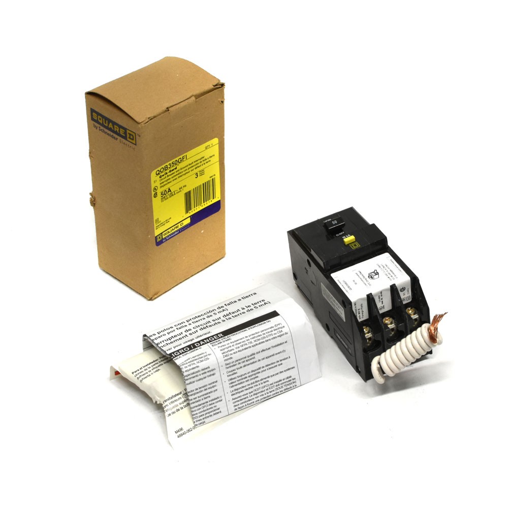 Square D QOB350GFI GFI Circuit Breaker QOB Series 3 Pole 50 Amp 208Y 120VAC 10kA