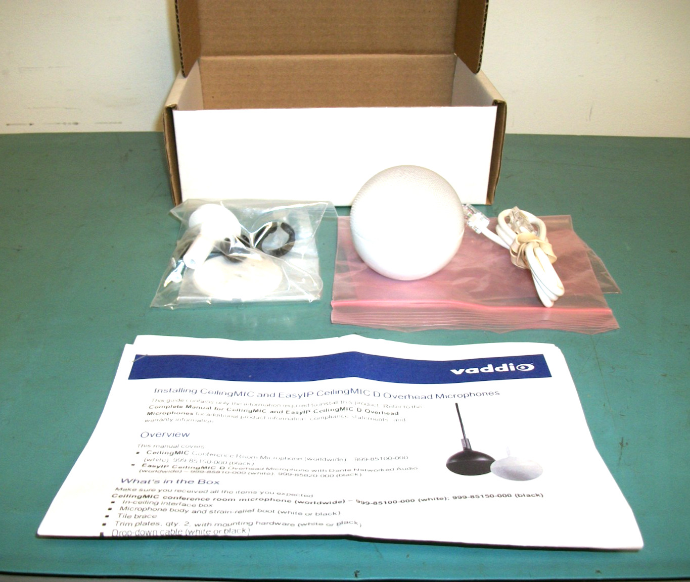 VADDIO CeilingMIC Overhead Microphone Model# 999-85100-000 – White. Open Box.