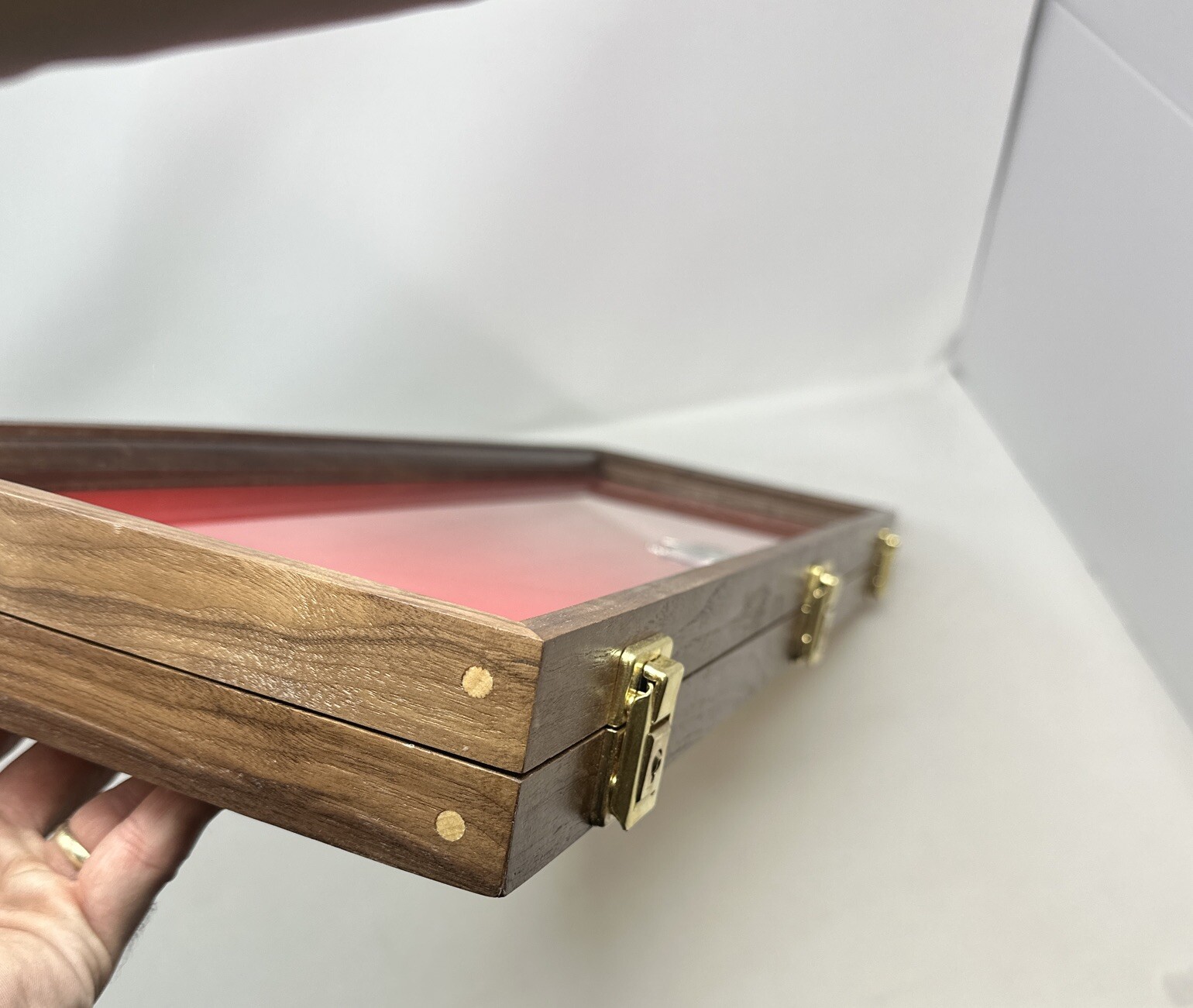 Walnut Wood Display Case 9 x 25 x 2 for Arrowheads Knives Collectibles & More