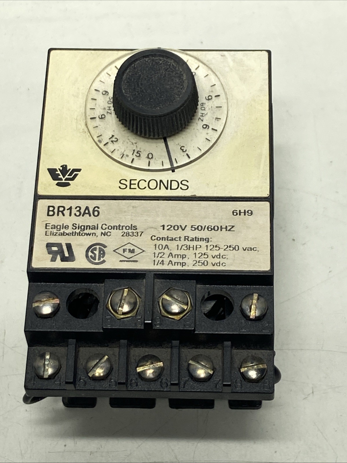 Eagle Signal Controls BR13A6 Time Delay Relay 0-15 Seconds 10A 1/3HP 125-250VAC